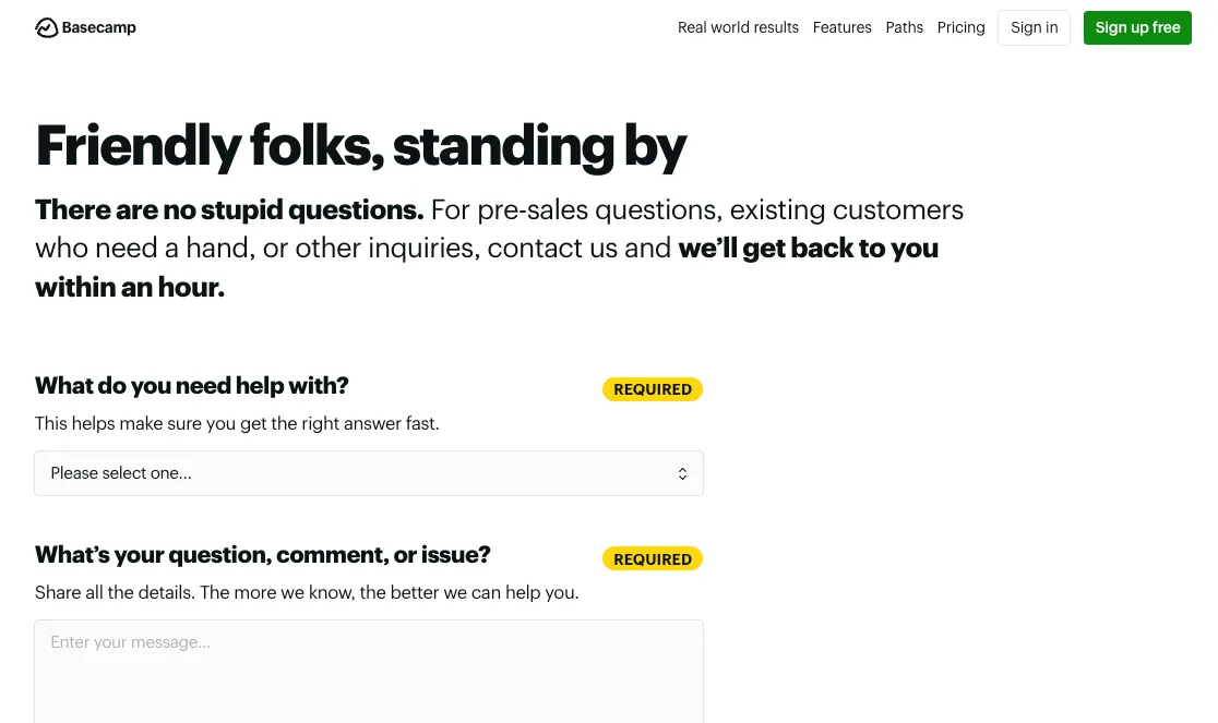 Basecamp Support Page