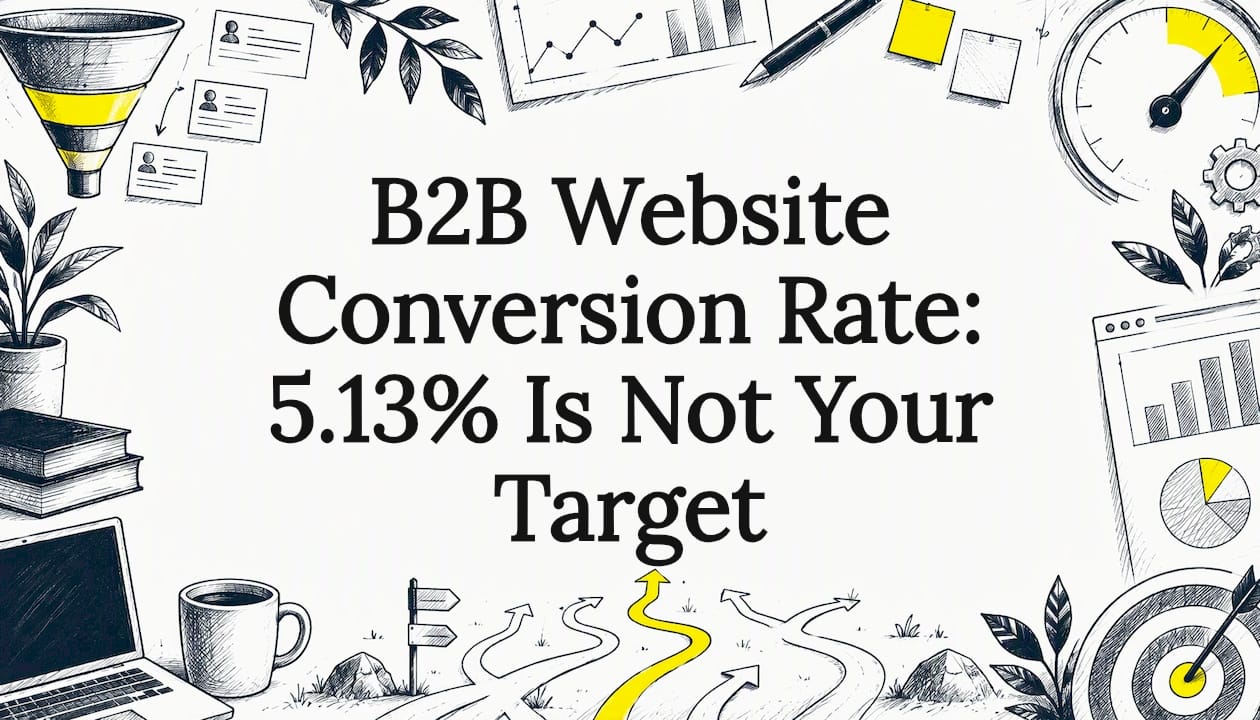 Hand-drawn funnel and conversion rate accents