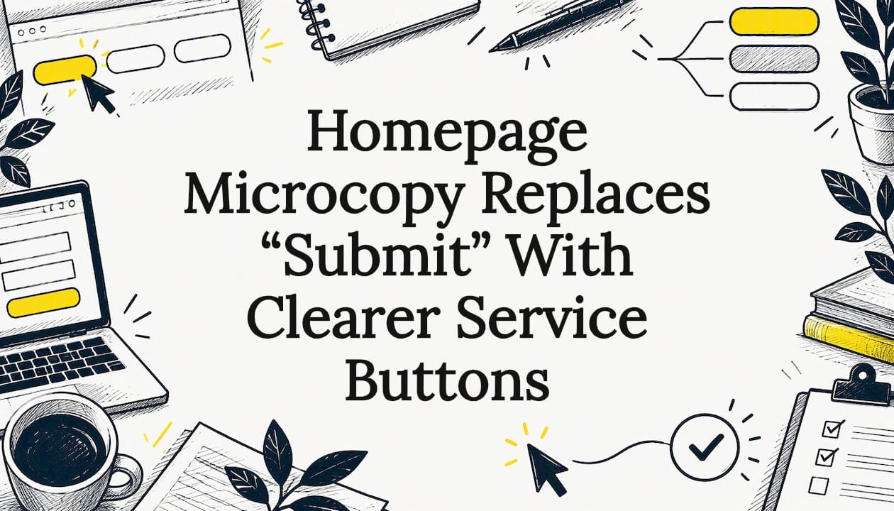 Sketch-framed title card for homepage microcopy