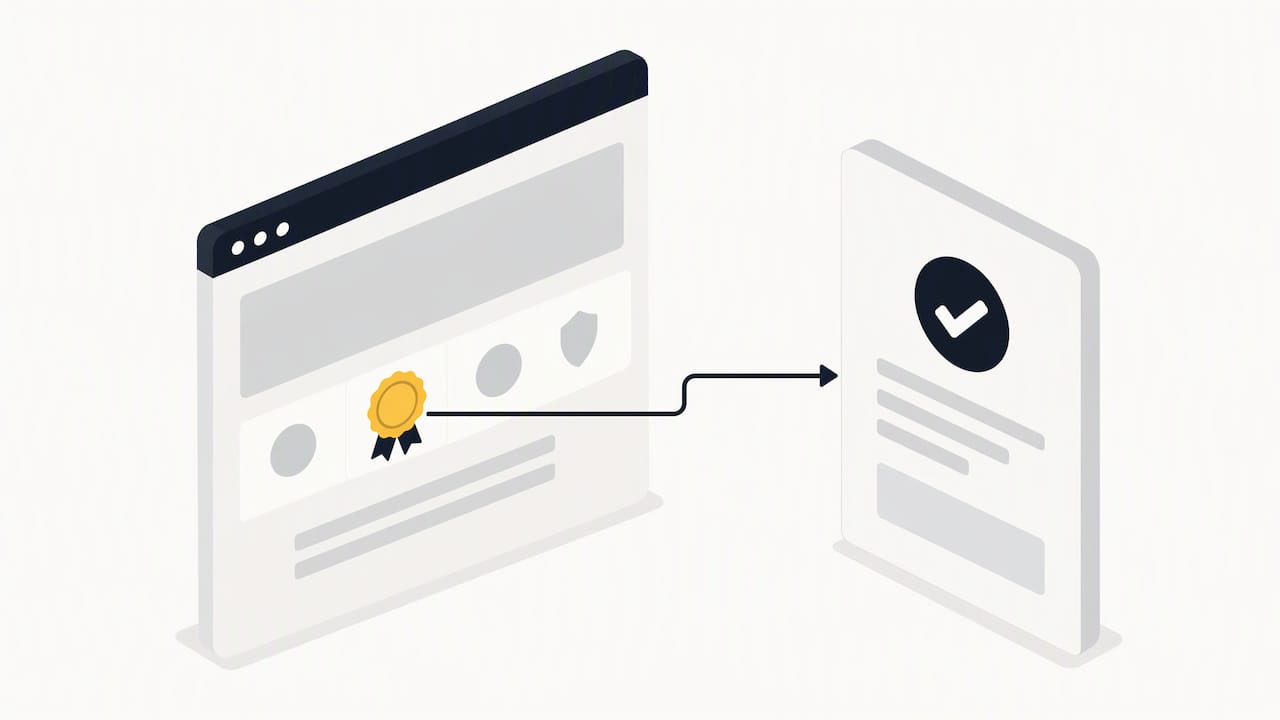 Award badge linked to verification page