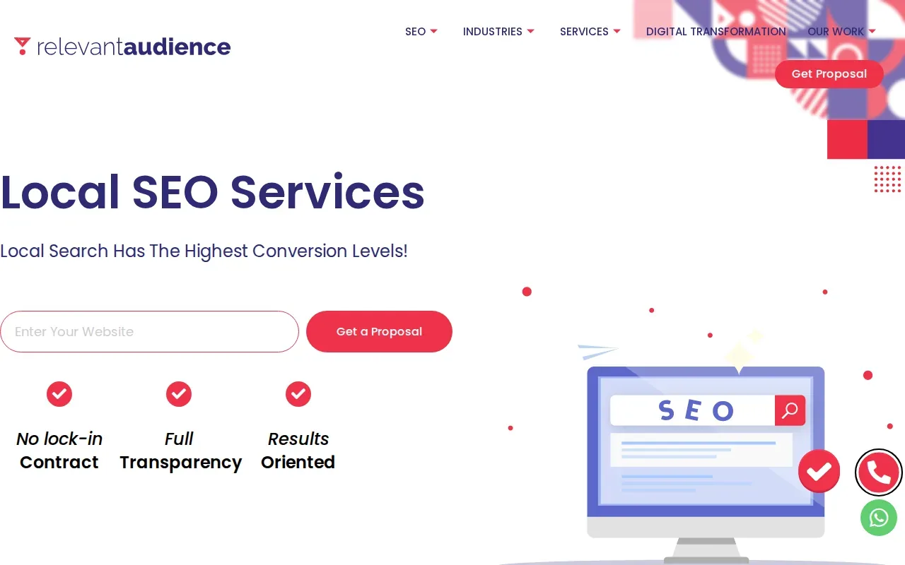 Screenshot of the Local SEO Services by Relevant Audience website