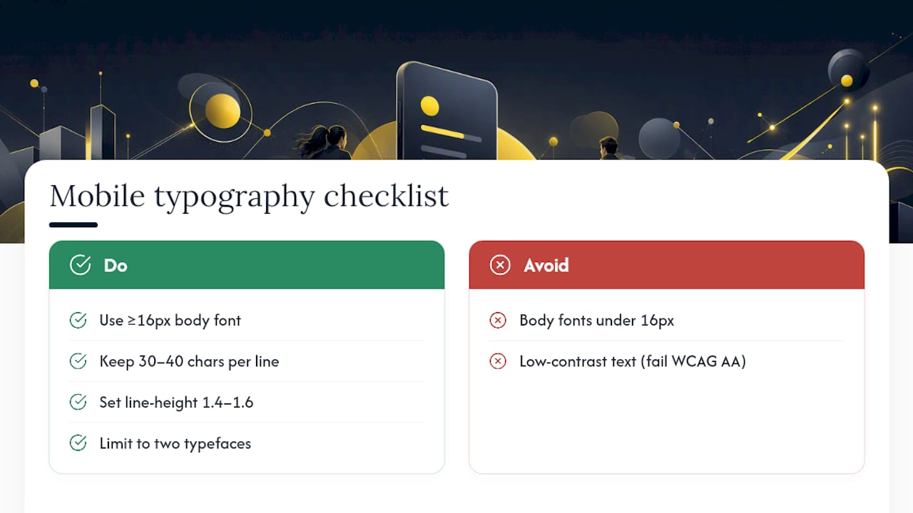 Mobile typography readability specifications