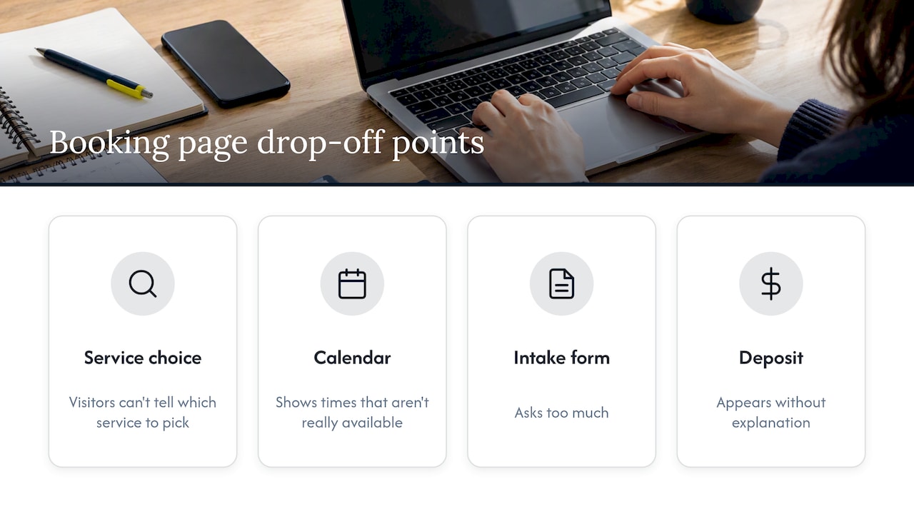 Four common booking page drop-off points
